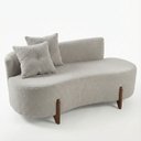 Ver imagem 2 de Conjunto 2 Poltronas + Sofá Curvo Orgânico Luna Boucle Cinza Claro - Montanaris Decor