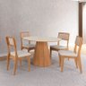 Conjunto Sala de Jantar Mesa Lisboa Hexagonal Off White/freijó com 4 Cadeiras Palha Sintética 100% M - 1