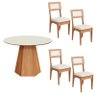Conjunto Sala de Jantar Mesa Lisboa Hexagonal Off White/freijó com 4 Cadeiras Palha Sintética 100% M - 2