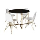 Ver imagem 6 de Mesa Jantar Industrial Redonda 110Cm Preta Base V Dourada Com 4 Cadeiras Brancas Base D Cor: Preto