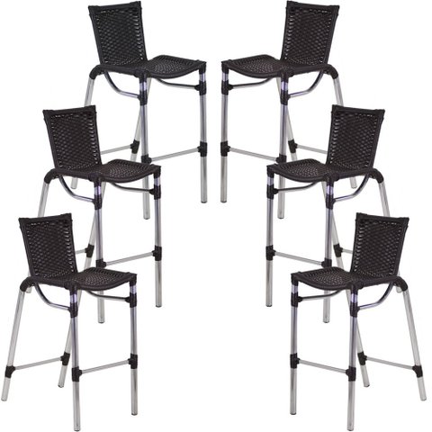 Kit 6 Banquetas Alumínio Fortaleza Alta para Balcão Cozinha Bar Trama Original
