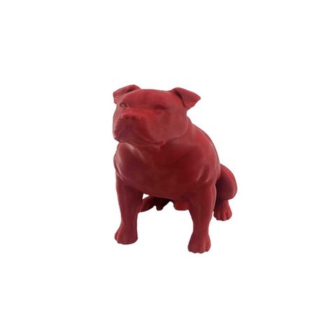 Pitbull Macho Orelha Cortada com Gravata Miniatura Decoração 3d:vermelho