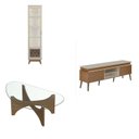 Ver imagem 2 de Conjunto Sala Estar Mesa de Centro Levitá Rack Lumina e Cristaleira Mirage Marrom Cinamomo/Off White
