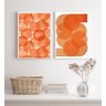 Kit 2 Quadros Decorativos Minimalistas Abstratos Laranjas 24x18cm - com Vidro:madeira Preta - 1