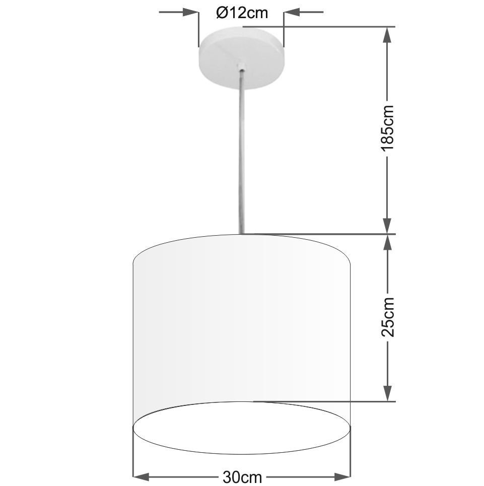 Lustre Pendente Cilíndrico Vivare Md-4113 Cúpula em Tecido 30x25cm - Bivolt - Rustico Bege - Bivolt - 2