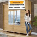 Ver mais imagens de Guarda-Roupa Casal Monte Carlo com 2 Portas de Correr com Espelho e 4 Gavetas Internas e Maleiros Marrom/Cinamomo