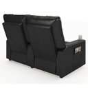 Ver imagem 7 de Poltrona de Cinema Reclinável 2 Lugares Baú Usb Mallie Fh9 Pu Preto Brilho - Mpozenato