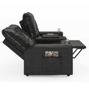 Ver imagem 6 de Poltrona de Cinema Reclinável 2 Lugares Baú Usb Mallie Fh9 Pu Preto Brilho - Mpozenato