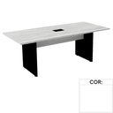 Ver imagem 1 de Mesa de Reunião com Caixa de Tomada Retangular 200 x 90 cm Pé Painel PE25 MDP Branca com Base Branca