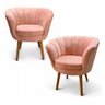 Poltrona Decorativa Estofada Pétala Veludo Pé Palito Quarto Cor Rosa - 3