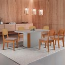 Ver imagem 1 de Mesa de Jantar Isadora 180cm Tampo Mdf Vidro com 6 Cadeiras Copper Premium