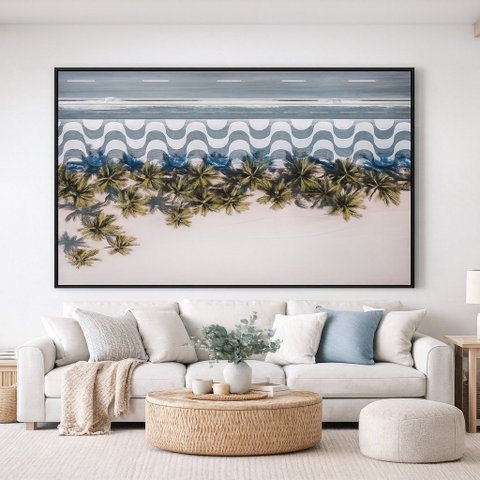 Quadro Canvas Rio Ipanema Vista Aerea 60x40cm Mold Branca