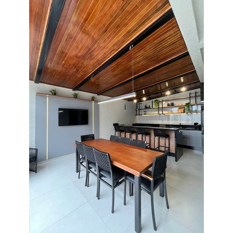 Conjunto para Área Gourmet 8 Cadeiras 2,0x0,90m - Athenas - Paonanda Decor