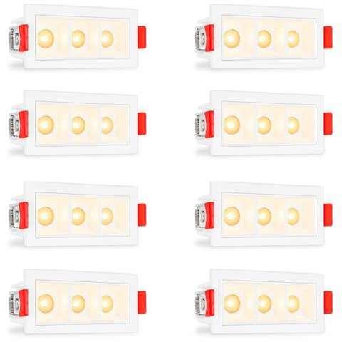 8 Mini Spot Led Triplo Downlight Embutir Pontual 3000k Bet90