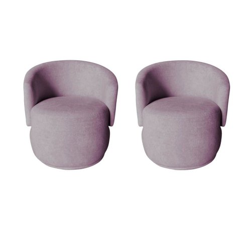 Kit 2 Poltronas Decorativa Beatriz Orgânica Veludo Rosê