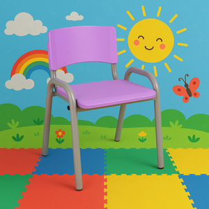 Kit 9 Cadeira Iso Infantil Creche, Escola Base Cinza Lilas