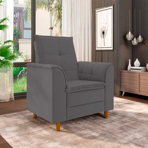 Poltrona para Sala Confortável Decorativa Laura Suede:cinza