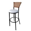 Ver imagem 2 de Kit 2 Banquetas Bistrô Aço Junco Sintético Marfim Assento Branco 