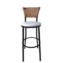 Ver imagem 3 de Kit 2 Banquetas Bistrô Aço Junco Sintético Marfim Assento Branco 