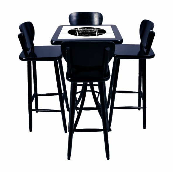 Conjunto Mesa Quadrada Bistrô Azulejo Jack Daniels - Preto