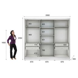 Guarda Roupa Casal com Espelho 3 Portas 4 Gavetas - Arezzo Plus-branco - Móveis Novo Horizonte - 5