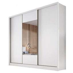 Guarda Roupa Casal com Espelho 3 Portas 4 Gavetas - Arezzo Plus-branco - Móveis Novo Horizonte - 3