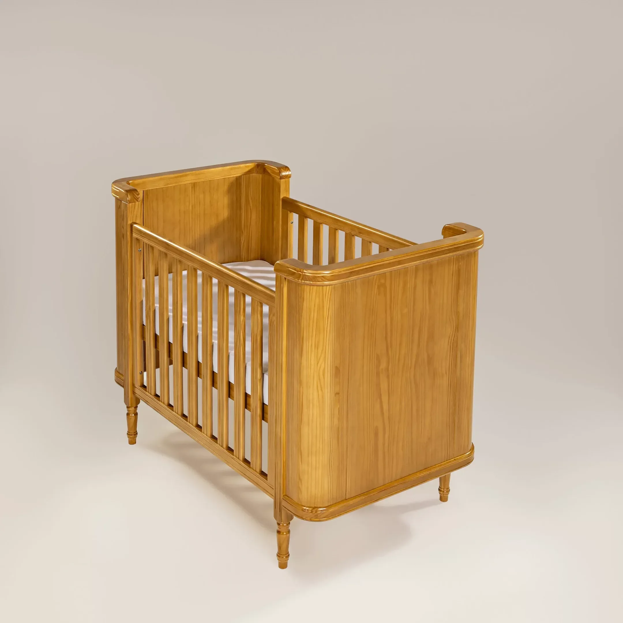 Berço Toy Arredondado | Americano 2 em 1 | Cor Mel | Madeira Maciça - 1