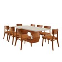 Ver imagem 2 de Sala de Jantar Mesa Ane 220cm Tampo Laqueado com Vidro Canto Moeda e 8 Cadeiras Viena Gold