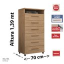 Ver imagem 3 de Cômoda Veneza 6 Gavetas Amendoa com Nicho e Rodízios