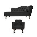 Ver imagem 2 de Kit Diva Recamier Juliana 185cm Lado Esquerdo e 01 Poltrona Classic Linho Cinza Escuro - Amarena