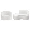 Ver imagem 2 de Kit Divã Recamier Orgânico Marrocos 150cm Lado Esquerdo e 1 Poltronas Amore Bouclé Branco