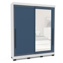 Ver imagem 2 de Roupeiro Valência 2 Portas Correr com Espelho 177x213cm Branco/Azul 240853