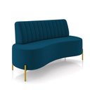 Ver imagem 1 de Sofá 2 Lugares Living 135cm Pé Ferro Dourado Maraú Veludo Azul Mnh K01 - D'Rossi