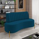 Ver imagem 2 de Sofá 2 Lugares Living 135cm Pé Ferro Dourado Maraú Veludo Azul Mnh K01 - D'Rossi