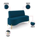 Ver imagem 3 de Sofá 2 Lugares Living 135cm Pé Ferro Dourado Maraú Veludo Azul Mnh K01 - D'Rossi