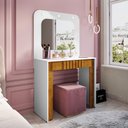 Ver imagem 4 de Penteadeira Camarim com LED e Espelho 1 Gaveta Ripada 90cm Blush B02 Branco Naturalle - Lyam Decor