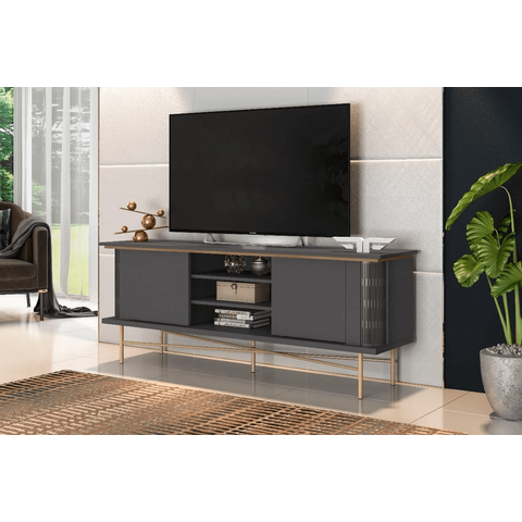 Rack Bancada Golden para Tv até 60 Polegadas 2 Portas Grafite Nature Liberty Móveis