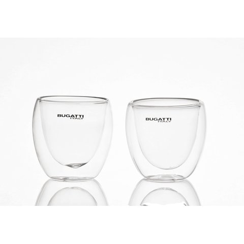 2 Copos Parede Dupla em Vidro 80ml Bugatti