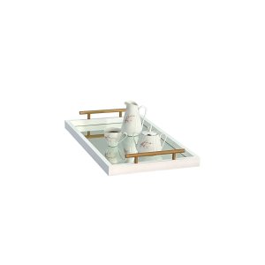 Bandeja Decorativa Espelhada 3mm para Cantinho Café 31x52:dourado Fosco