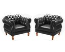 Ver imagem 4 de Sofá Chesterfield 3 Lugares Com 2 Poltronas Decorativa Duquesa - Couríssimo Preto