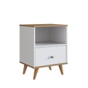 Ver imagem 3 de Mesa de Cabeceira Retrô 40,5cm com Gaveta Branco/mel B122