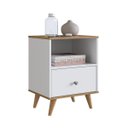 Ver imagem 2 de Mesa de Cabeceira Retrô 40,5cm com Gaveta Branco/mel B122