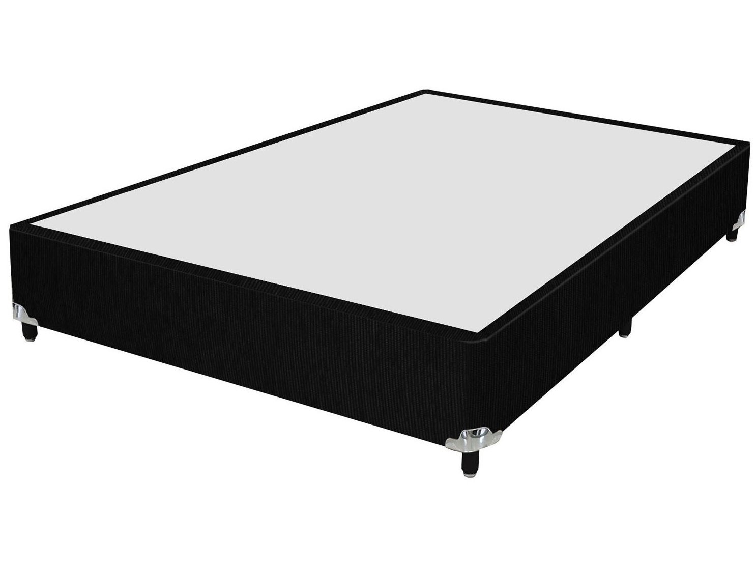 Cama Box Base Solteiro King Suede(0.96X2.03):PRETO - 2