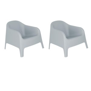 Kit 2 Cadeiras Poltrona para Jardim Varanda Skarpo Cinza
