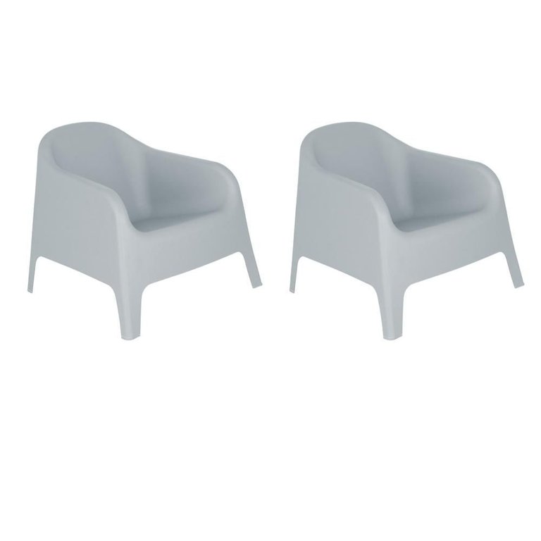 Kit 2 Cadeiras Poltrona para Jardim Varanda Skarpo Cinza
