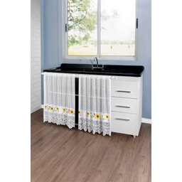 Cortina Pia Vitro Renda Cozinha Girassol 1,60x0,80 Alt - 2