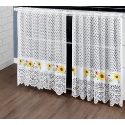 Cortina Pia Vitro Renda Cozinha Girassol 1,60x0,80 Alt - 7