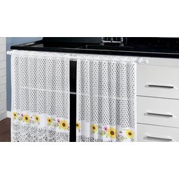 Cortina Pia Vitro Renda Cozinha Girassol 1,60x0,80 Alt - 6