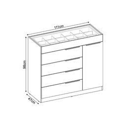 Cômoda Casal Lume 5 Gavetas e 1 Porta c/ Porta Jóia Branco - Demóbile - 4