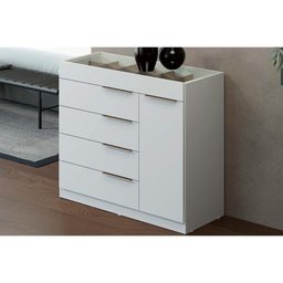 Cômoda Casal Lume 5 Gavetas e 1 Porta c/ Porta Jóia Branco - Demóbile - 1